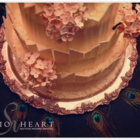 Alexis's Wedding Cake Very first wedding cake! 4 tier covered in white chocolate panals and gumpaste flowers.