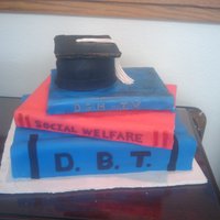Psychology Graduation Stacked Books Cake I made this cake for a friend who graduated from KU with her master's degree in Social Work. Cakes are white cake died Red and Blue to...