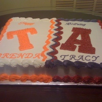Birthday Cake A half Tennessee Fan and Half Alabama. It was a combined birthday party. Alabama side got ate more. Roll Tide