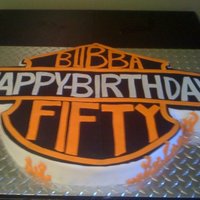50Th Birthday Harley Davidson logo cake with a few changes! HUGE cake!!!
