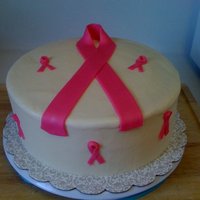 Breast Cancer Awareness Buttercream with fondant pink ribbons
