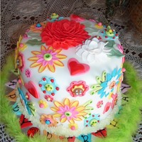 Spring Flower Explosion! I just loved doing this cake! I used a fabric swatch that I had as inspiration. I made this for a sweet 16 birthday. I wanted to do...