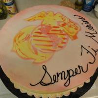 Marines Vanilla cake with vanilla buttercream and strawberry filling with a framboise simple syrup... Decoration - using the new product I found...