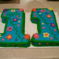Number Cake Iced in buttercream with fondant accents