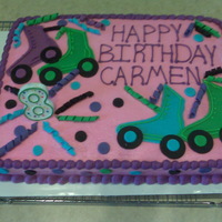 Skate Cake Cake dneo for a skating party. Got the idea off CC. Vanilla cake with buttercream icing fondant accents.