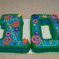 Number/peace Sign Cake For a co-worker's daughter. She wanted a number cake with peace signs. Iced in butter cream with fondant accents. The one is...