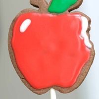 Apple Chocolate rolled cookie with cherry glace icing