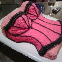 Hot Pink Bustier Cake for a shower! Just regular chocolate cake startipped with buttercreme icing