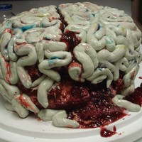 Birthday Zombie Brain Cake This was a red velvet cake that I made for my 22nd Zombie themed birthday party this year. I hollowed out the middle and filled it with...