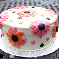 Flower Birthday Cake Buttercream with fondant accents. TFL