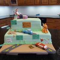 Trip Down Memory Lane 70th Birthday Cake. Had all the places he lived, jobs he had and all his major accomplishments. Decorated as a trip down a highway with the...