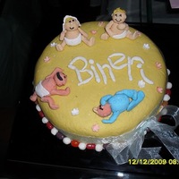 Babies On My Cake! I made this for my baby neice to celebrate her birth! Covered with MMF and babies are all made of MMF. Unfortunately someone had put the...