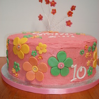 Flowery Birthday Cake This is a butter cream covered cake with fondant flowers. I prefer to cover my cakes with fondant, as I can get a better finnish. I need...