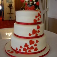 Hearts Wedding Cake This is my first wedding cake, bottom tier is carrot, middle tier chocolate fudge and top tier vanilla