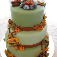 Campfire,autumn Wedding Cake My first wedding cake,The couple met at a campfire so they wanted it in there cake,I only had two weeks notice.Everything is made out of...