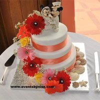 Tropical Wedding fondant, real flowers, wedding toppers in porcelain.