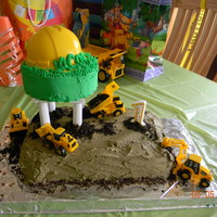 Construction Site Cake Chocolate cake iced with buttercream, as well as the 6in. smash cake.
