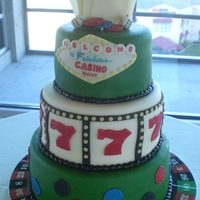 Casino Charity Event Cake Donated this cake to an event. 10" 8" & 6" tiers 2 with vanilla wasc and 1 with key lime wasc with strawberry fillling....