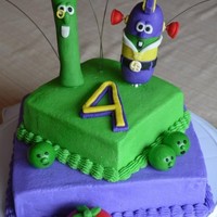 Larry Boy Cake This is a birthday cake for my son. This is buttercream with MMF figures. This is my first time working with fondant.