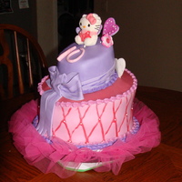 Topsy Turvy Hello Kitty Cake My first and last Topsy turvy and fondant cake,it was really hard to make it and i was so frustrated that i wanted to throw to the trash...