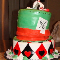 Mad Hatter Hat Cake this was my first fondant cake,o my goosh it was realy hard to work on it.i hope you like it.