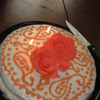 My First Scratch Cake!! This was a cake i made for my bro and sis-in-laws anniversary. It was a snickerdoodle cake recipe i found here with cream cheese icing....