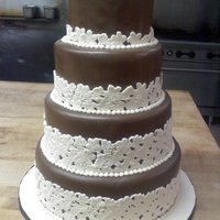 Chocolate And Lace Tier Cake Fondant Finish