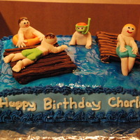 Boys At The Lake This was for my son's 8th birthday - a party at the lake. Chocolate cake, vanilla buttercream, marshmallow fondant, and fondant...
