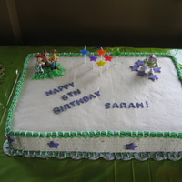 Toy Story Cake My first attempt at a half sheet. They have a lot more surface area than I realized, but I was happy with the borders at least. Luckily she...