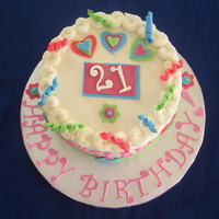 21St Birthday "girly" Cake My niece asked me to do a cake for her friend's 21st. She bought the birthday girl one of those hand painted glasses and wanted the...