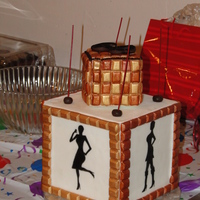 A Model's Sassy 60Th Birthday Cake! Fondant decorations and the silhouettes were made using an edible marker.