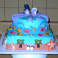 Beach Themed Reception. I made this cake for a friend who got married in the Carribean and had a backyard, beach-themed barbecue for friends when they got home....