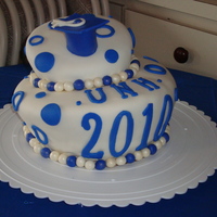 Topsy-Turvy Graduation Cake This was my first topsy-turvy cake. Cake was frosted then covered with fondant. Made the little graduation hat out of fondant as well.