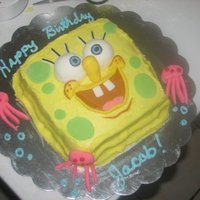 My First Cake: Sponge Bob This was the first cake I ever decorated. It was for my nephews Sponge Bob themed 4th birthday party. the cake it's self was covered...