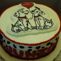 101 Dalmatians Cake My first FBCT. Was scared out of my mind, but it worked! Had to pipe the dalmatian spots in BC because I had some bad fondant that wouldn&#...