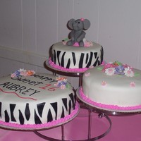 Sweet 16 Party, May 2009 This was my first 3 tiered cake. The party was a safari theme and the zebra print was requested, as was the fondant elephant (which was a...