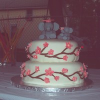 Middle School Graduation, June 2009 2-tier chocolate cake, frosted in BC, covered in MMF. The cake is decorated in cherry blossom branches and gumpaste cherry blossoms. The...