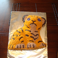 Tiger Birthday Cake I used an old 3D wilton "lovable animal cakes" pan that I found on ebay for this. It's a practice "smash cake" for...