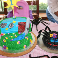 Itsy Bitsy Spider I did this cake for my niece's 1st birthday. The main cake is made with BC. Accents are with MMF. Water spout is made from PVC pipe...