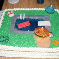 Swimming Pool Cake I made this cake for our Church BBQ, Baptism, and Pool Party. The cake is a half sheet cake made of 2 standard white cake mixes. The cake...
