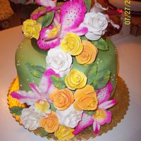 Gumpaste Flower Birthday Cake This was the FIRST legit cake I ever did. First time fondant, first time making gum paste flowers, EVERYTHING! My flowers arent TOO bad for...