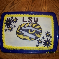 Lsu Cake Yellow Cake with buttercream icing all decorations are fontant