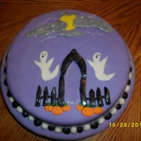 Ghost Cake MMF with yellow cake and whipped vanilla icing
