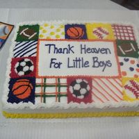 Sports Themed Baby Shower This is my first official cake that I received money for! They wanted the cake to match the napkins being used.