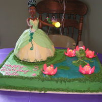 Princess And The Frog Everything on this cake is edible, except the lights (yes, lights), the doll and her jewelry, and the wire frames for Ray and the two frogs...