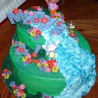 Tiered Dora Cake I made this one for a coworker's daughter. Looking at it now I wish i would've done a brighter color for the letters. Ah well......