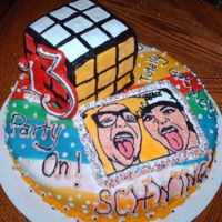 80's Theme Party Cake I made this cake for my niece's 13th birthday partty. The "picture" is a BCT of her and her best friend at Halloween. They...