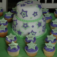 Shining Star This was my first ever fondant cake! I made this for my daughters dance recital. The cupcakes have the names of all the dancers and...
