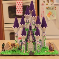 Tangled Birthday Cake Chocolate buttercream cake. Used the Wilton Castle Kit. Hardest cake I've made so far! I never want to make another castle ever again...
