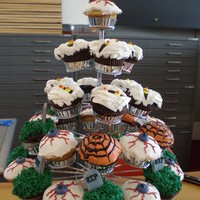 Halloween Cupcake Tower Halloween Cupcake Tower Vanilla and chocolate cupcakes with vanilla buttercream icing.
